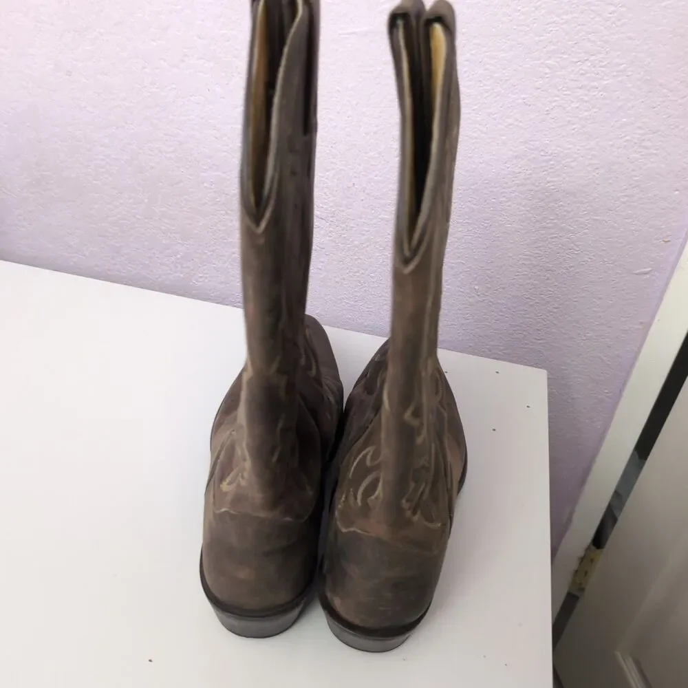 Justin Buck Bay Apache Cowboy Boots Style 2253 Brown Leather Men's SIZE 10.5 D